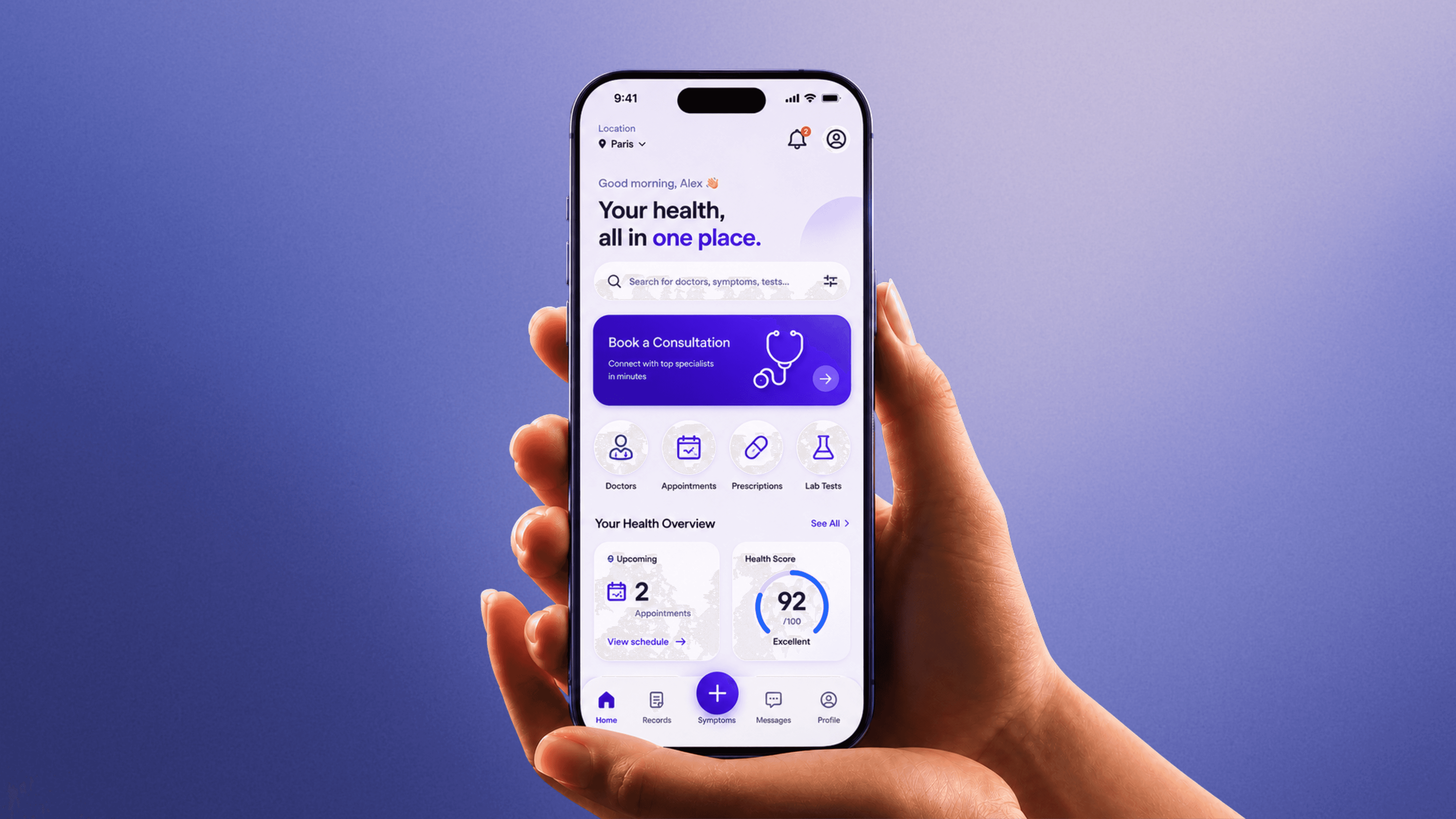 Confidential mobile application UI/UX design for a French private clinic