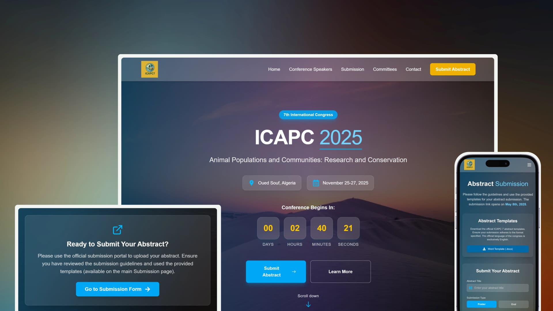Event website design and abstract submission system for a scientific university