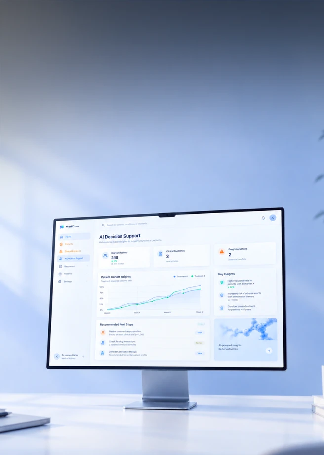 Interface de système d'aide à la décision clinique par IA