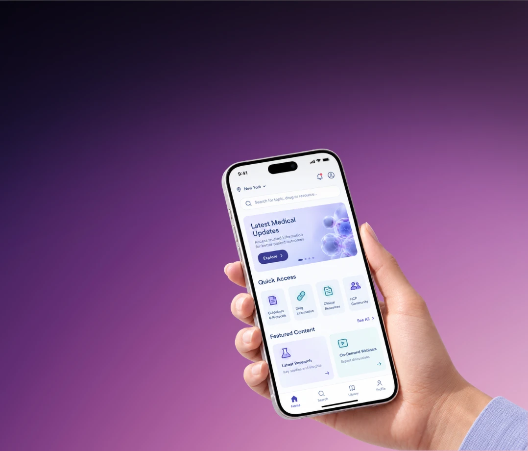 Design d'interface de portail médical HCP pour la pharma